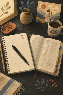 Open Notebook and Scripture Study Desk
