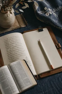 Open Notebook with Handwritten Scripture Notes