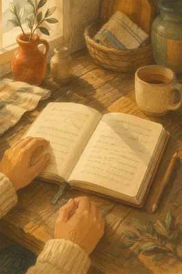 Morning Scripture Notebook on Rustic Table