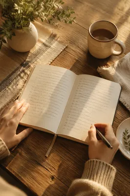 Morning Scripture Notebook on Rustic Table