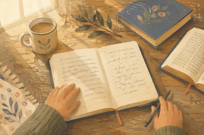 Open Notebook with Handwritten Scripture Notes
