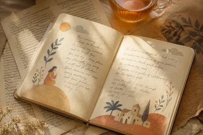 Open Notebook with Handwritten Scripture Reflections