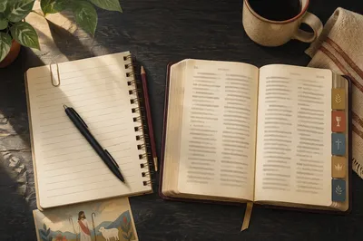 Open Notebook and Study Book Overhead