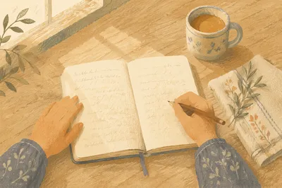 Morning Scripture Notebook on Cozy Kitchen Table