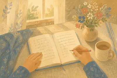 Morning Scripture Notes on Linen Table