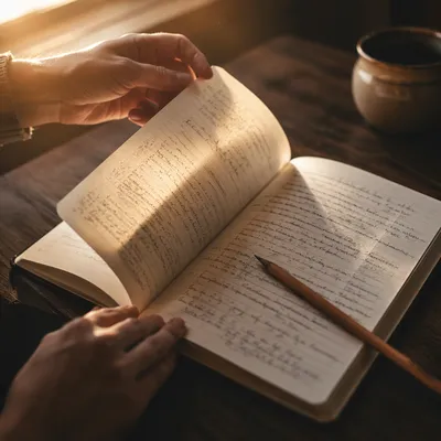 Open Notebook With Handwritten Scripture Reflections