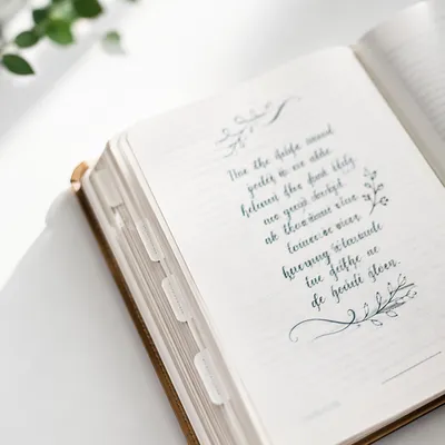Open Notebook on White Tabletop