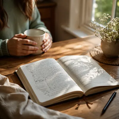 Morning Scripture Notebook on Kitchen Table