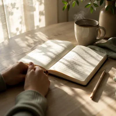 Open Notebook with Handwritten Scripture Notes