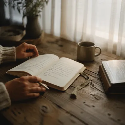 Morning Scripture Notes on Rustic Table