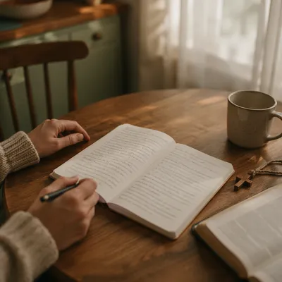 Morning Scripture Notes on Kitchen Table