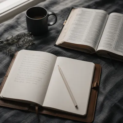 Open Notebook With Handwritten Scripture Notes