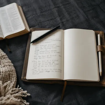Open Journal with Handwritten Scripture Notes