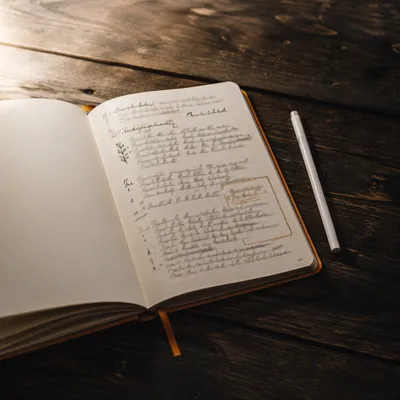 Open Notebook with Handwritten Scripture Notes