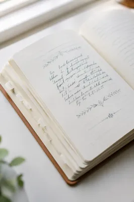 Open Notebook on White Tabletop