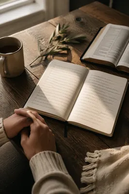 Morning Scripture Notes on Rustic Table