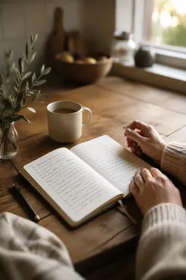 Morning Scripture Notebook on Rustic Table