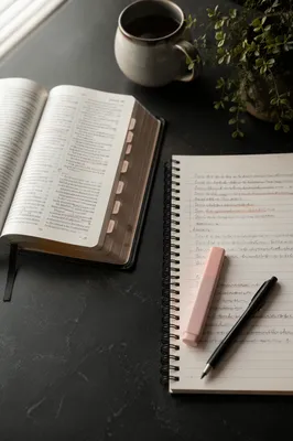 Morning Scripture Notes on Dark Table