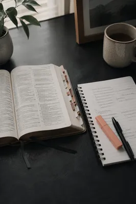 Open Bible and Notebook Flat Lay