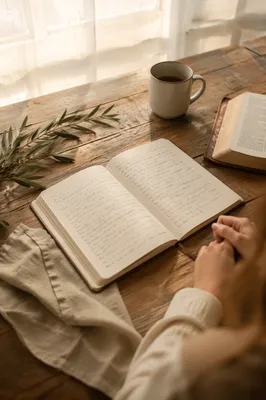 Morning Scripture Notes on Rustic Table