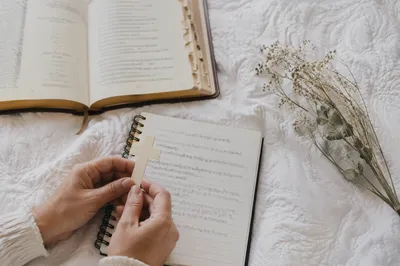 Morning Scripture Notebook With Cross Bookmark