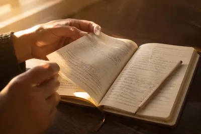 Open Notebook with Handwritten Notes