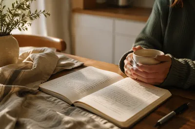 Morning Scripture Notebook on Kitchen Table