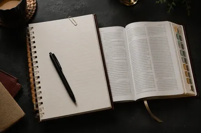 Open Notebook with Scripture Study Desk