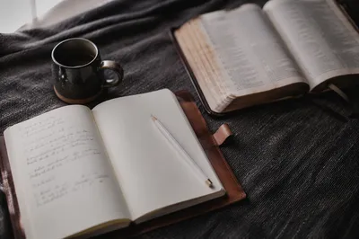 Open Notebook With Handwritten Scripture Notes