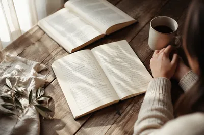Open Notebook on Rustic Kitchen Table