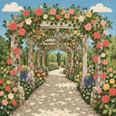 Sunny Garden Wedding Arch with Roses