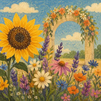 Sunny Garden Wedding Arch with Wildflowers