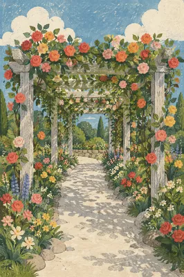 Sunny Garden Wedding Arch with Roses