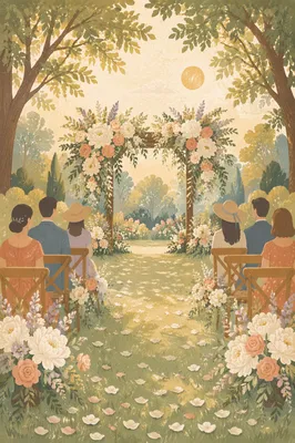 Sunlit Garden Wedding Arch with Floral Blooms