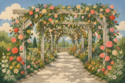 Sunny Garden Wedding Arch with Roses
