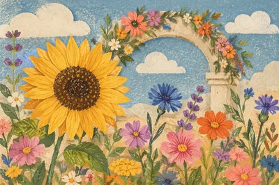 Sunny Garden Wedding Arch with Wildflowers