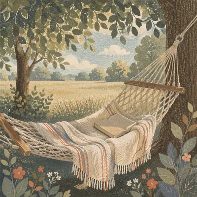 Peaceful Hammock Reading Retreat Beneath Shade Trees