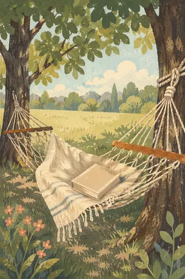 Peaceful Hammock Reading Retreat Under Trees