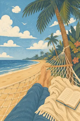 Relaxing Hammock Beach View with Book