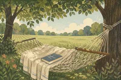 Peaceful Hammock Reading Under Shade Trees