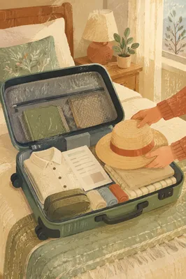 Packing Suitcase on Calm Bedroom Bed