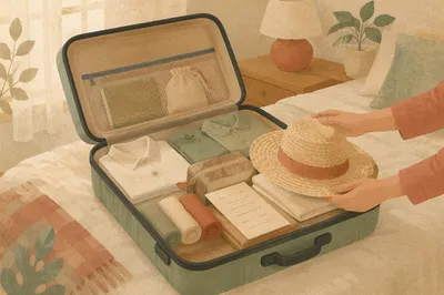 Packing Suitcase on Calm Spring Morning
