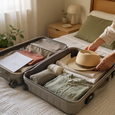Packing Suitcase on Calm Bedroom Morning