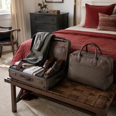 Cozy Bedroom Travel Packing Scene