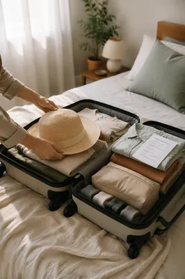 Packing Suitcase on Calm Spring Morning