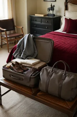 Packing Suitcase in Cozy Bedroom Scene