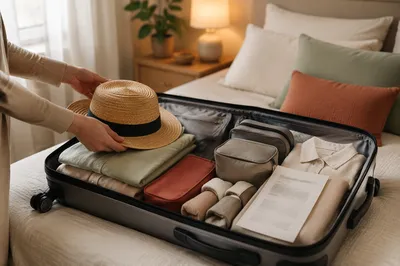 Packing Suitcase on Calm Bedroom Morning