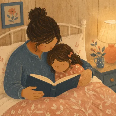 Parent Reading Bible at Child's Bedtime