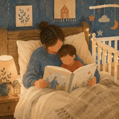 Bedtime Bible Reading with Parent and Child