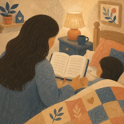 Parent Reading Bible at Child Bedtime